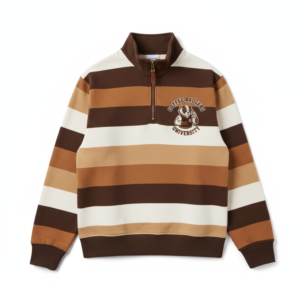 Coffee Badgers Quarter Zip university style pullover