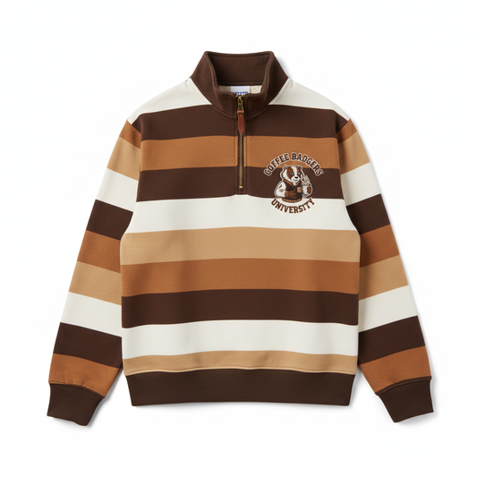 Coffee Badgers Quarter Zip university style pullover